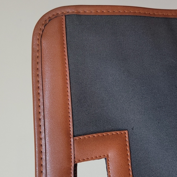 YSL CHARCOAL GRAY & BROWN LEATHER TOTE BAG - Picture 17 of 17